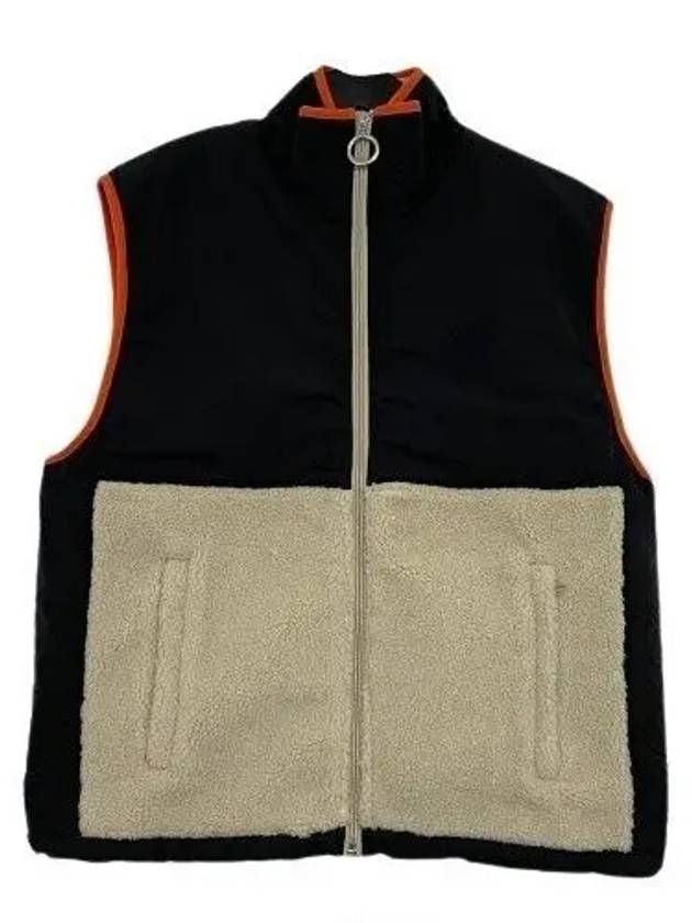 De Coeur Sherpa Hairy Fleece Nylon Canvas Vest Black White - AMI - BALAAN 2