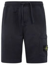 Cotton Fleece Cargo Bermuda Shorts Navy - STONE ISLAND - BALAAN 2