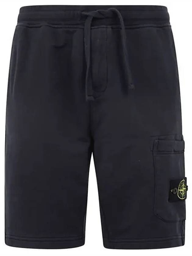 Cotton Fleece Cargo Bermuda Shorts Navy - STONE ISLAND - BALAAN 2