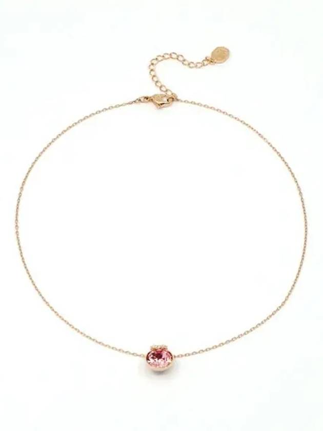 Bella V Round Pendant Necklace Pink Rose Gold - SWAROVSKI - BALAAN 2