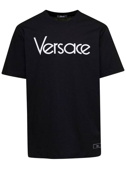 Logo Crewneck Short Sleeve T-Shirt Black - VERSACE - BALAAN 2