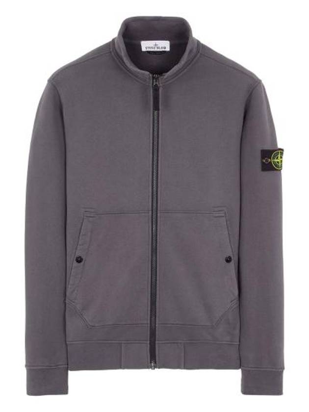 Men's Wappen Patch Cotton Zip Up Jacket Grey - STONE ISLAND - BALAAN 3