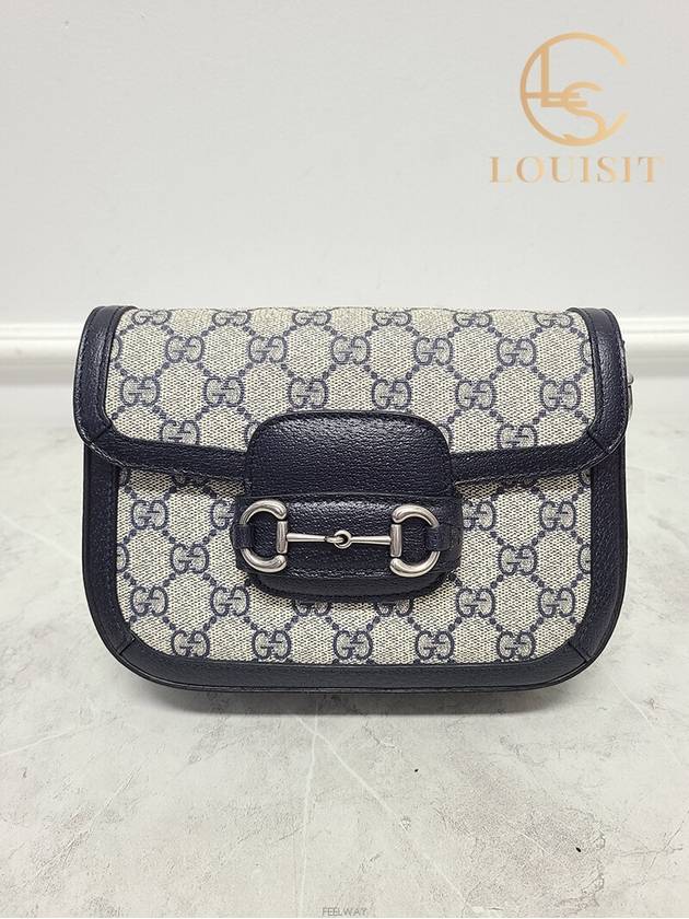 Used luxury goods Lewis It Blue Beige GG Supreme Horsebit 1955 Mini Shoulder Bag - GUCCI - BALAAN 1