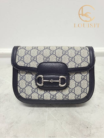 Used luxury goods Lewis It Blue Beige GG Supreme Horsebit 1955 Mini Shoulder Bag - GUCCI - BALAAN 1