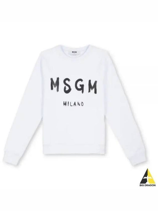 Women's Brushed Logo Crew Neck Sweatshirt White - MSGM - BALAAN 2