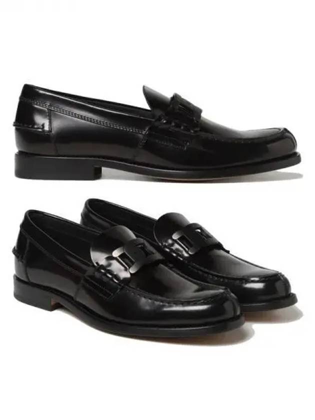 Men's Leather Metal Chain Loafers Black - TOD'S - BALAAN 2