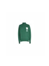 Big Heart Logo Knit Turtleneck Green - AMI - BALAAN 8