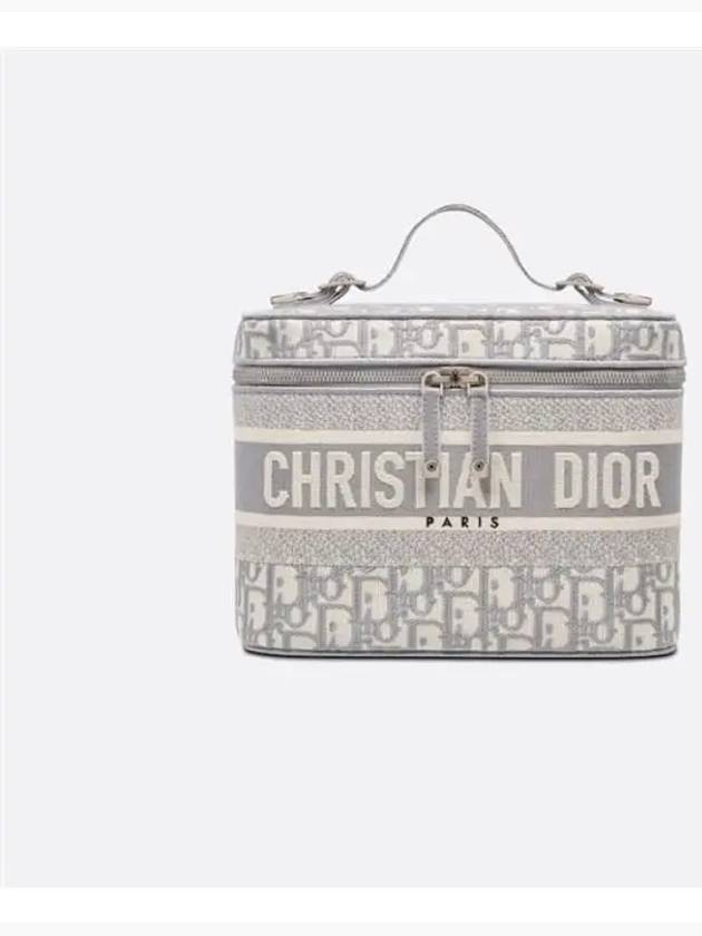 Diortravel Oblique Embroidered Vanity Case Tote Bag Grey - DIOR - BALAAN 2