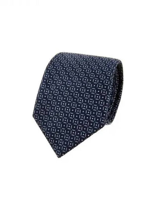 Men s Square Pattern Silk Tie Dark Blue 270189 - GIORGIO ARMANI - BALAAN 1