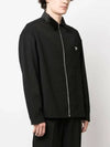 Triangle Logo Wool Shirt Zip Up Jacket Black - PRADA - BALAAN 3