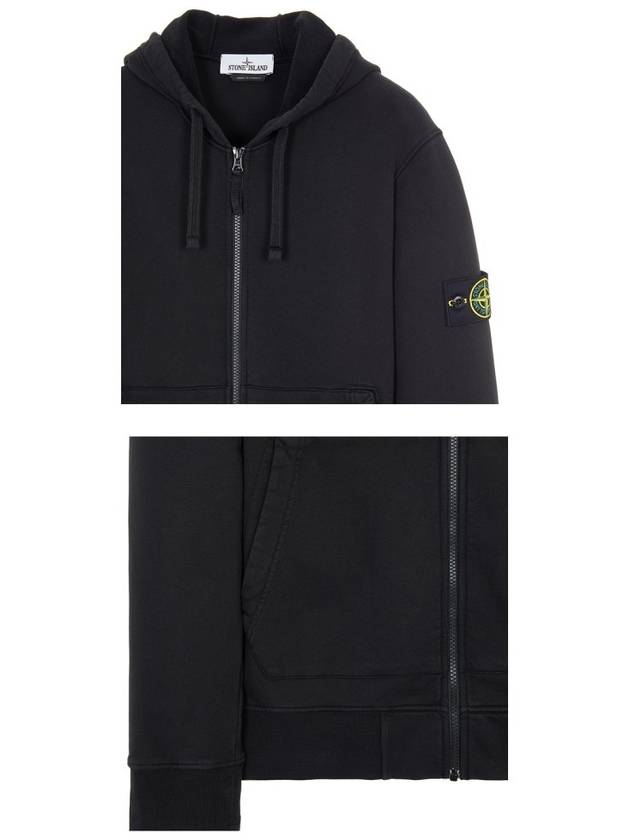 Men's Waffen Patch Fleece Zip Up Hoodie Dark Grey - STONE ISLAND - BALAAN 6