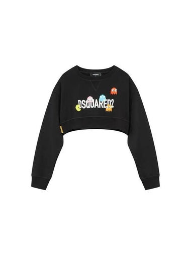 Women's PacMan Logo Crop Sweatshirt Black 271070 - DSQUARED2 - BALAAN 1