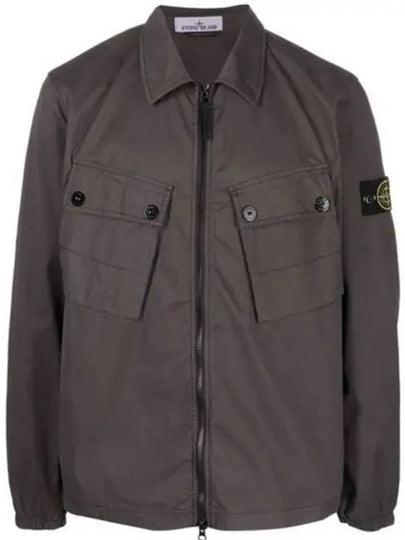 Men's Wappen Patch Two-Pocket Overshirt Zip-Up Jacket Dark Grey - STONE ISLAND - BALAAN 2