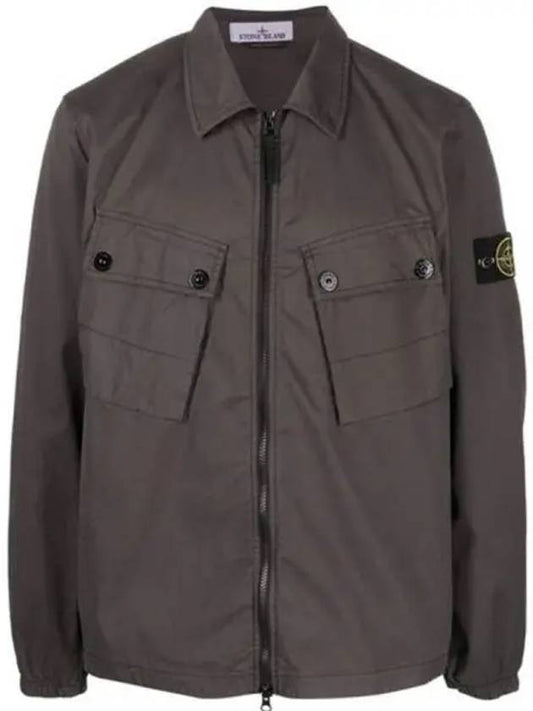 Men's Wappen Patch Two-Pocket Overshirt Zip-Up Jacket Dark Grey - STONE ISLAND - BALAAN 2