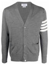 Men's Sustainable Classic Diagonal Wool Cardigan Pale Grey - THOM BROWNE - BALAAN 2