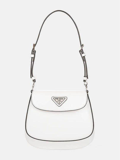 Cleo Brushed Leather Mini Shoulder Bag White - PRADA - BALAAN 2