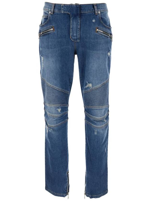 Balmain Blue Cotton Denim Jeans - BALMAIN - BALAAN 1