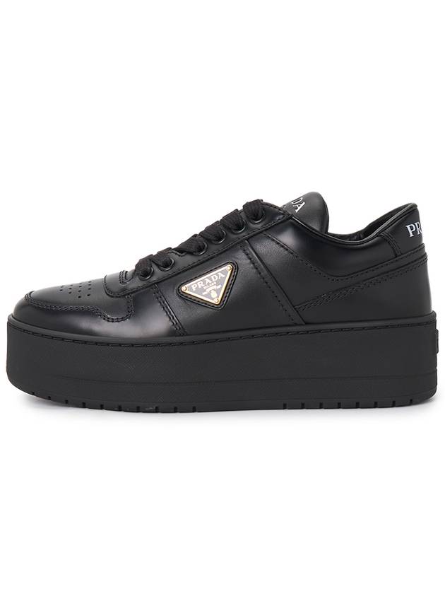 Downtown Bold Leather Low Top Sneakers Black - PRADA - BALAAN 4