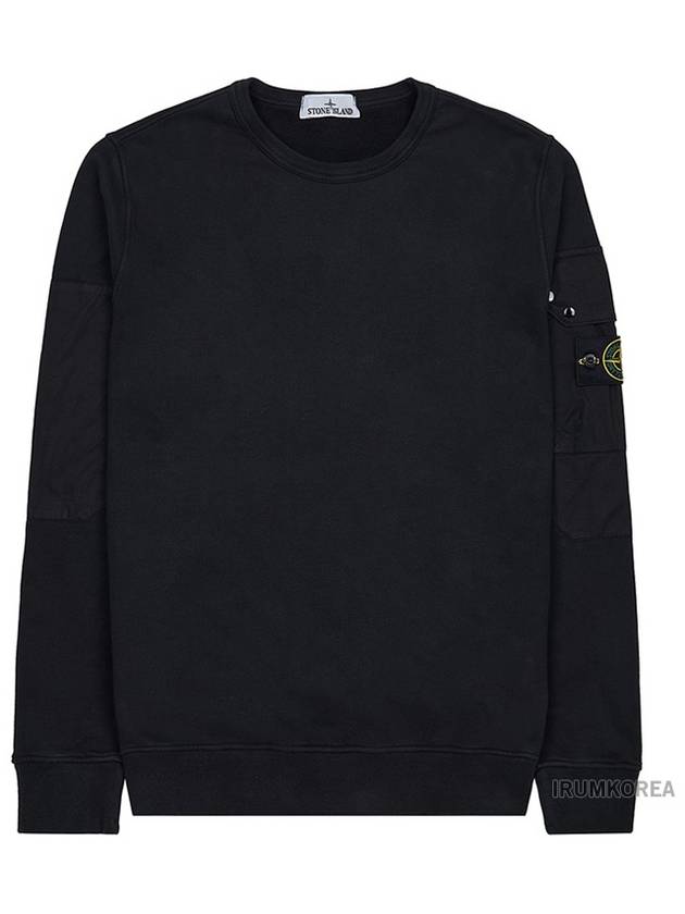 Brushed Organic Cotton Fleece Sweatshirt Black - STONE ISLAND - BALAAN 2