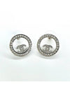 Circle Crystal CC Logo Earrings Silver - CHANEL - BALAAN 2