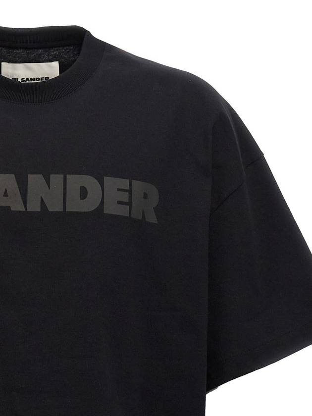 Logo Print Short Sleeve T-Shirt Black - JIL SANDER - BALAAN 4