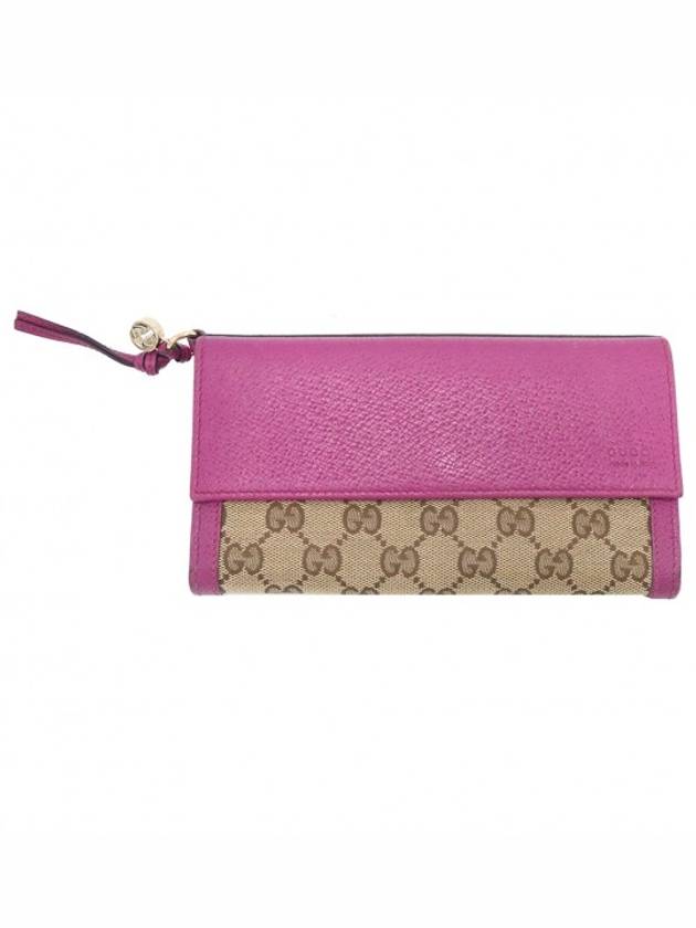 Women s Gucci 323396 GG logo jacquard pink leather trim long wallet gt Gangbuk used luxury goods - GUCCI - BALAAN 1