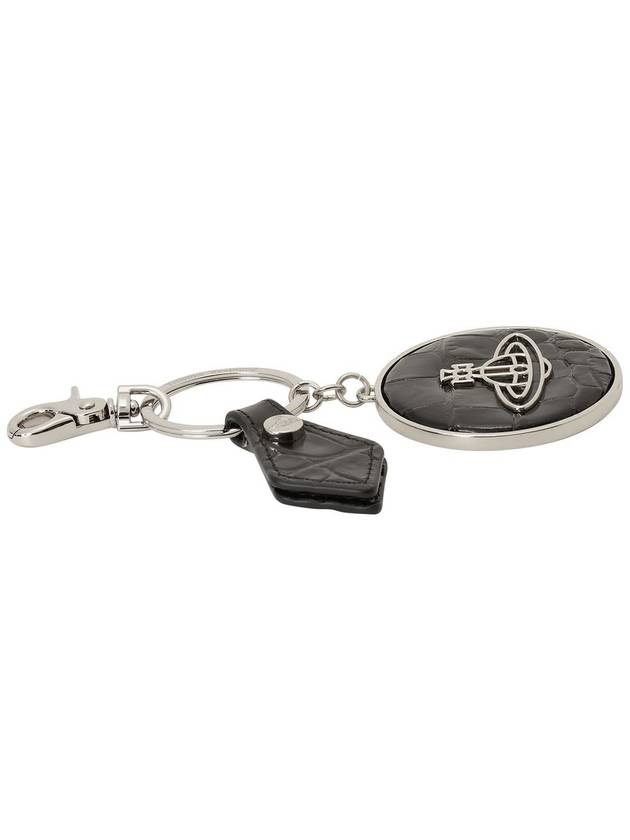 ORB Logo Charm Crocodile Skin Metal Key Ring Black - VIVIENNE WESTWOOD - BALAAN 4