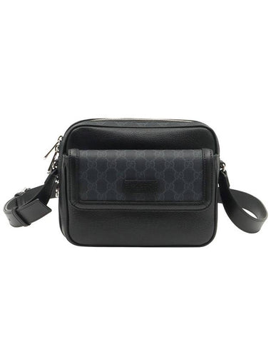 Black GG Supreme Canvas Leather Small Messenger Cross Bag 795464 - GUCCI - BALAAN 1