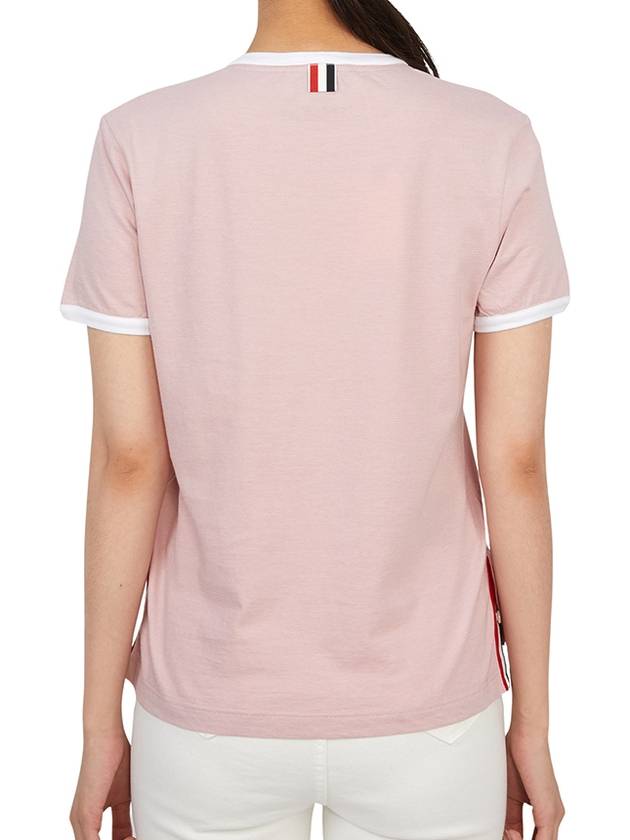 Women's Melange Jersey Ringer Short Sleeve T-Shirt Light Pink - THOM BROWNE - BALAAN 7