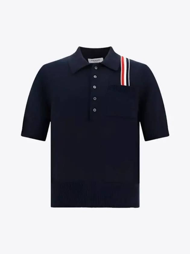 RWB Stripe Polo Shirt Blue - THOM BROWNE - BALAAN 2