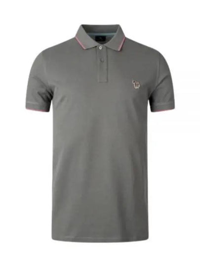 Zebra Logo Regular Fit Short Sleeve Polo Shirt Grey - PAUL SMITH - BALAAN 2