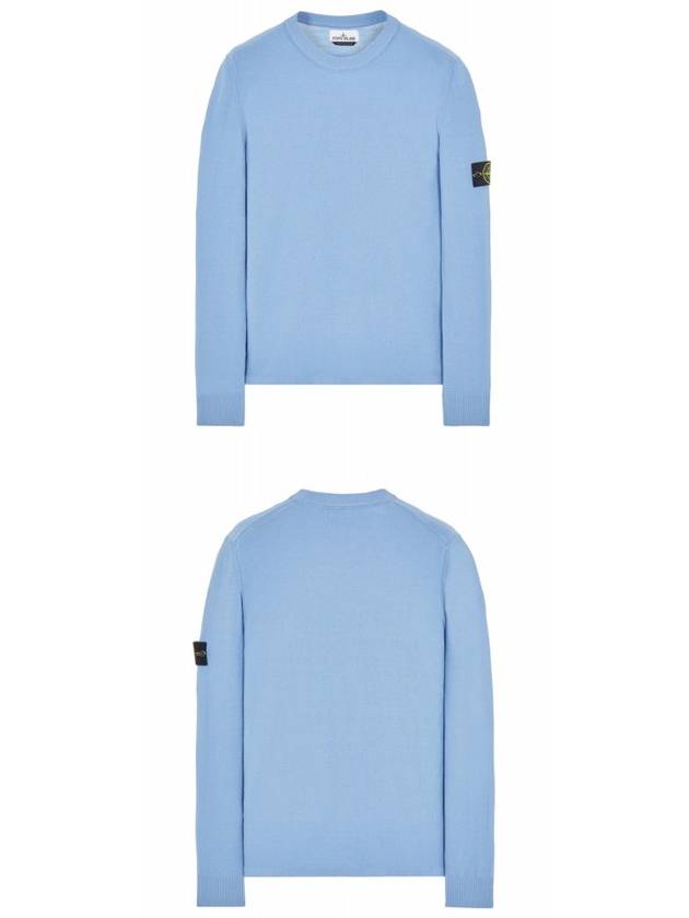 Men's Wappen Patch Crew Neck Wool Knit Top Blue - STONE ISLAND - BALAAN 6