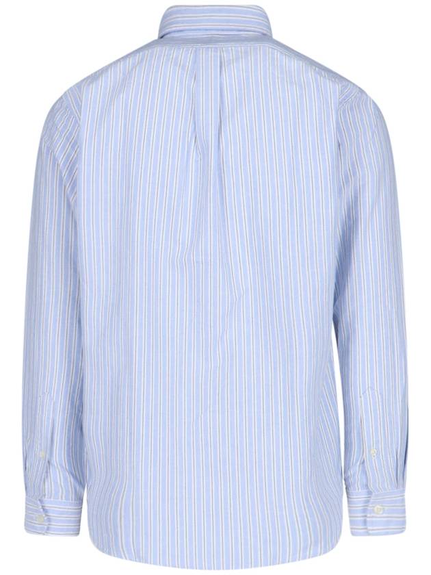 Embroidery Logo Striped Long Sleeve Shirt Light Blue - POLO RALPH LAUREN - BALAAN 3