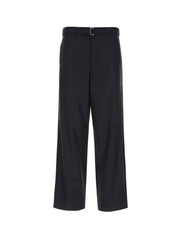 back pocket logo belt wide straight pants navy - PRADA - BALAAN 1