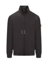 Logo Badge Zipper Comfort Fit Fleece Track Jacket Black - STONE ISLAND - BALAAN 2