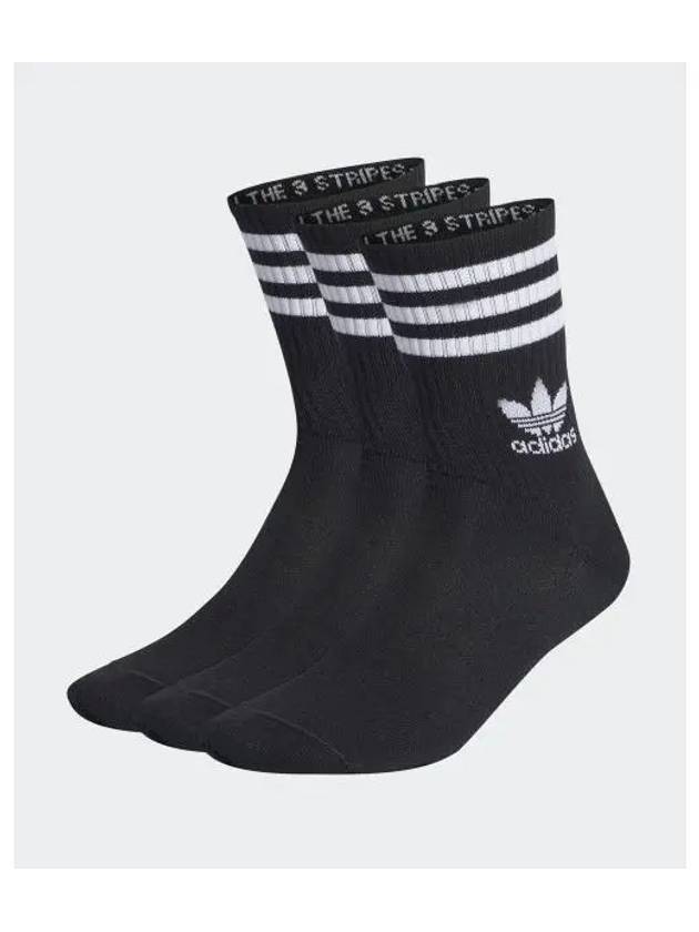 Logo Mid Cut Crew Socks 3 Pack Set Black - ADIDAS - BALAAN 1