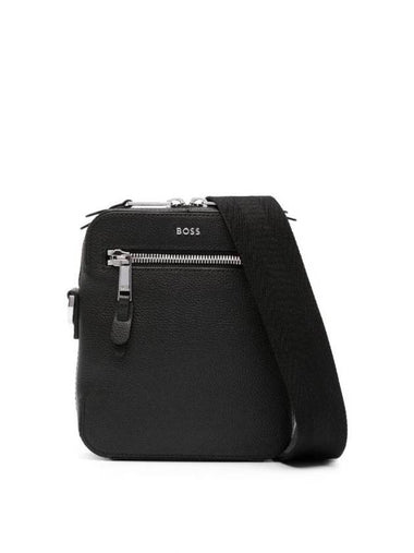 Lettering Logo Leather Messenger Bag Black - HUGO BOSS - BALAAN 1