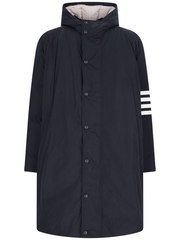 Men's 4 Bar Poly Twill Hooded Parka Navy - THOM BROWNE - BALAAN 2