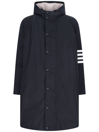 Men's 4 Bar Poly Twill Hooded Parka Navy - THOM BROWNE - BALAAN 2