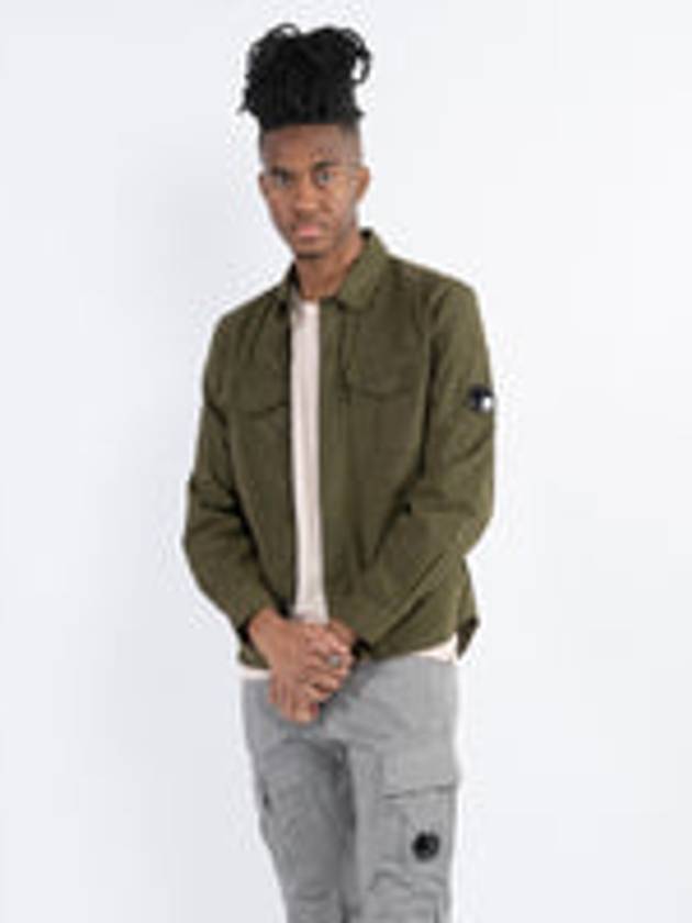 Lens Wappen Gabardine Overshirt Zip Up Jacket Ivy Green - CP COMPANY - BALAAN 5