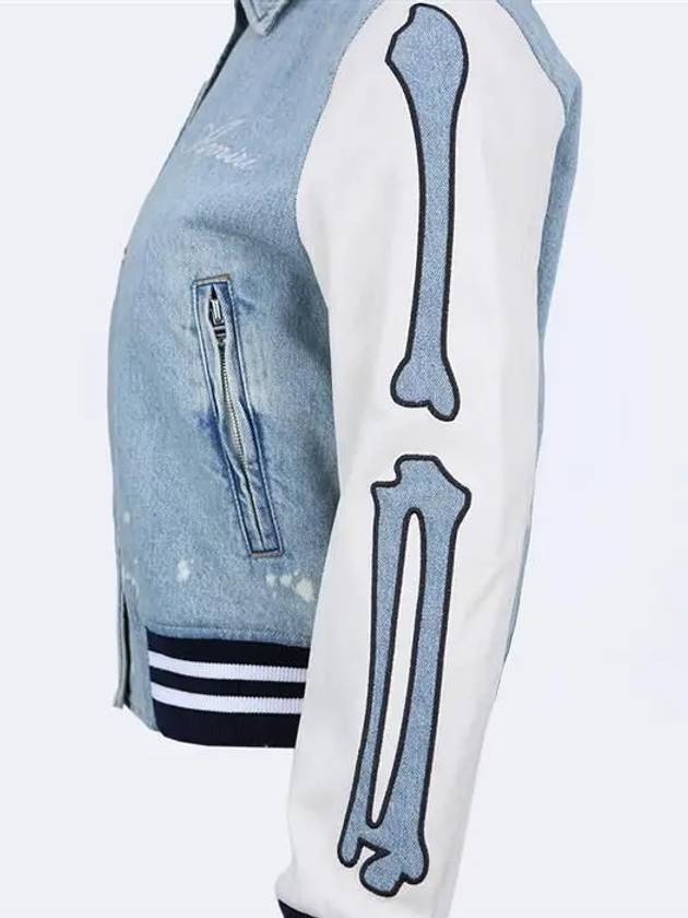 Skelton Patch Denim Bomber Jacket Sky Blue - AMIRI - BALAAN 6