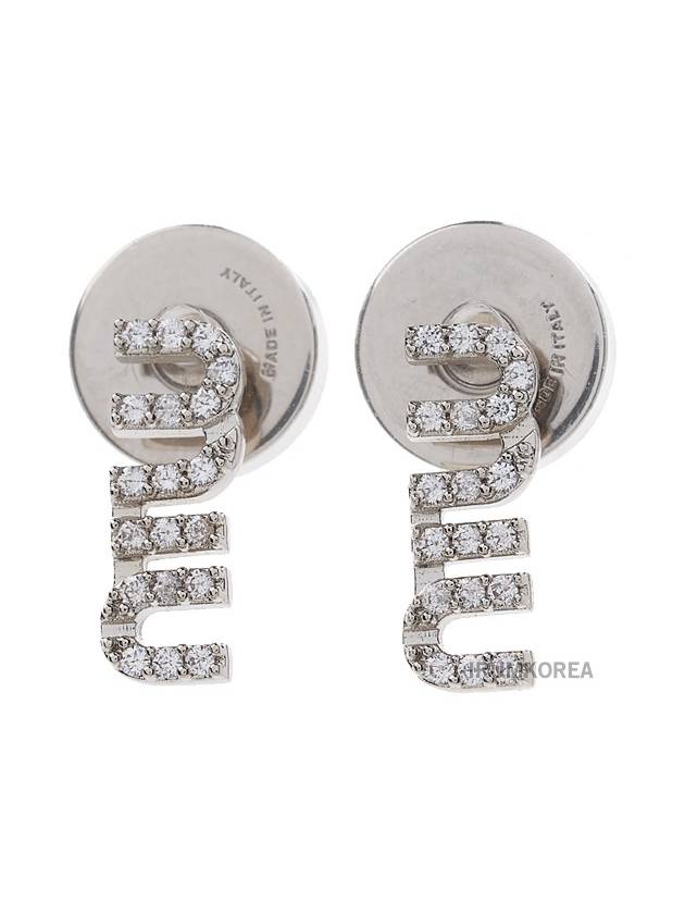 Metal Crystal Earrings Silver - MIU MIU - BALAAN 3