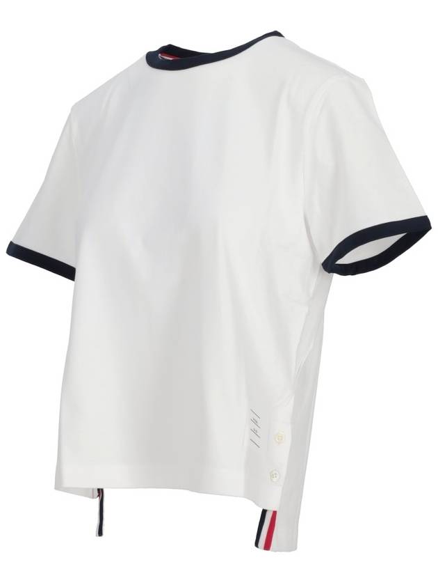 Asymmetric Hem Short Sleeve T-Shirt White - THOM BROWNE - BALAAN 3