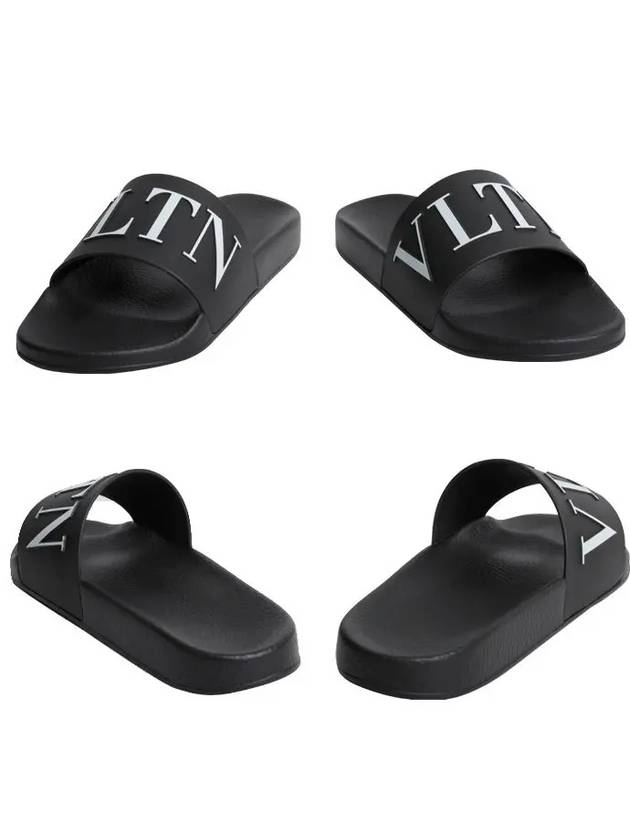 VLTN Logo Rubber Slippers Black - VALENTINO - BALAAN 6