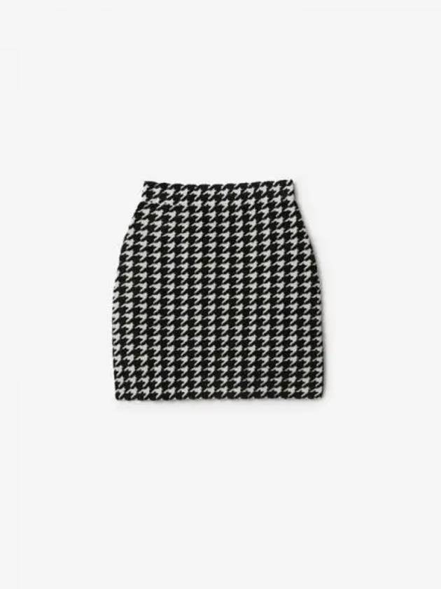 Houndstooth Pattern Mini A-Line Skirt Black - BURBERRY - BALAAN 2