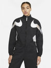 Women's Swoosh Woven Jacket Black - NIKE - BALAAN.