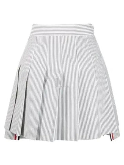 Women's Mini Drop Back Seersucker Pleated Skirt Grey - THOM BROWNE - BALAAN 2