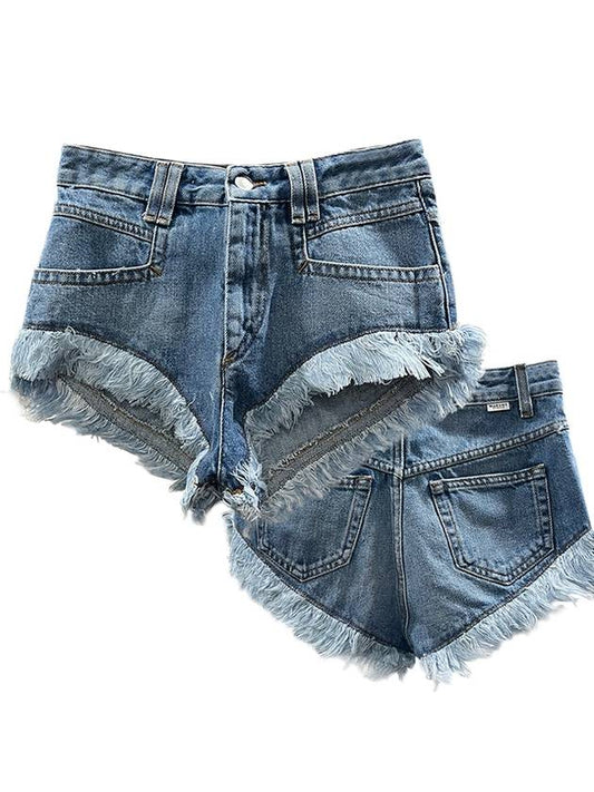 Fringe Trimmed Denim Shorts SH0033FAA1H02E - ISABEL MARANT ETOILE - BALAAN 2