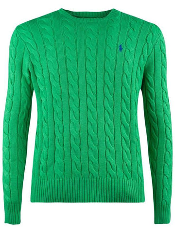 Ralph Lauren Green Braided Cotton Sweater - RALPH LAUREN - BALAAN 1