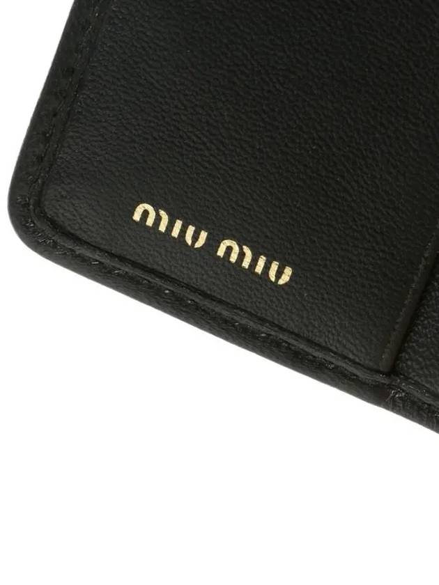 Logo Zipper Leather Card Wallet Black - MIU MIU - BALAAN 7